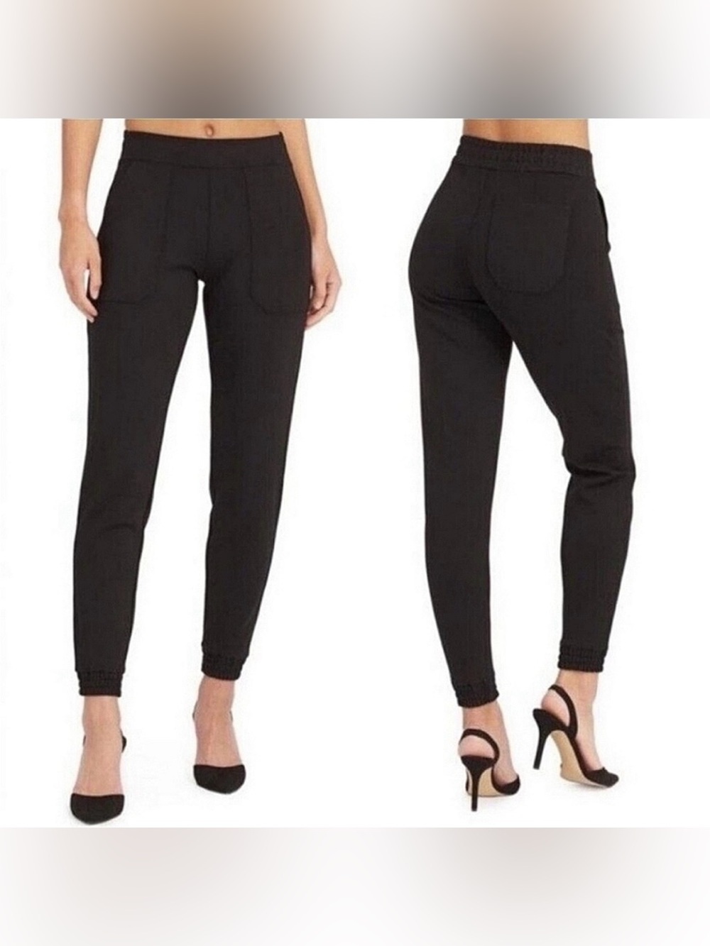 SPANX The Perfect Pant Black Ponte Pull-On Joggers Stretch Ankle #20350R Size L - Picture 4 of 16